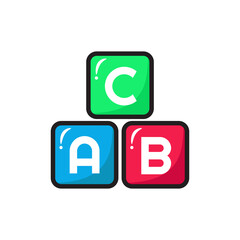 ABC Blocks Icon. Alphabet Blocks Logo. Vector Illustration. Isolated on White Background. Editable Stroke