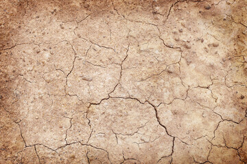 top view cracked brown soil ground Earth for texture background