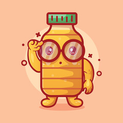 genius cooking oil bottle character mascot with think expression isolated cartoon in flat style design