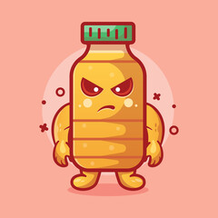 funny cooking oil bottle character mascot with angry gesture isolated cartoon in flat style design
