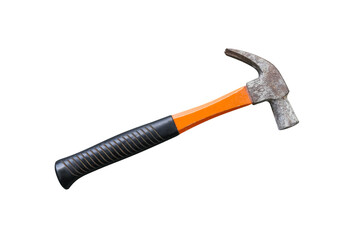 Old  hammer with rust isolated on the white background with clipping path include for design usage purpose.