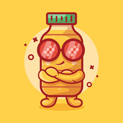 cute cooking oil bottle character mascot with cool gesture isolated cartoon in flat style design