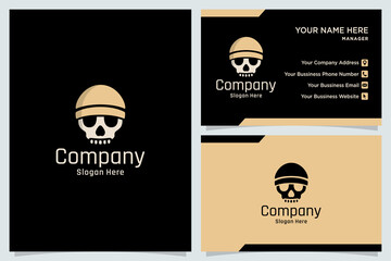 skull head logo template and business cards