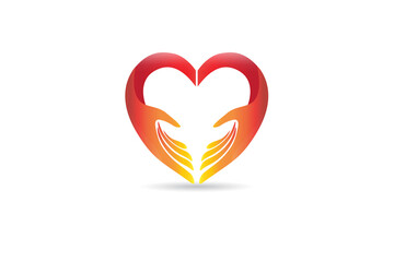 Hands love care logo vector love heart shape identity id business card vector image design