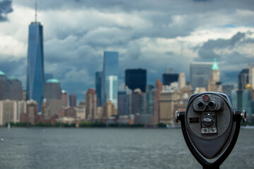 Obraz na płótnie Canvas NYC skyline view from Liberty Island