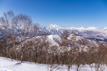 飯縄山から雪の妙高戸隠連山を臨む