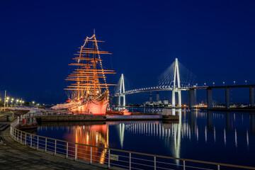 海王丸と新湊大橋