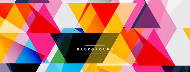 Color triangles composition, geometric abstract background. Techno or business concept, pattern for wallpaper, banner, background, landing page