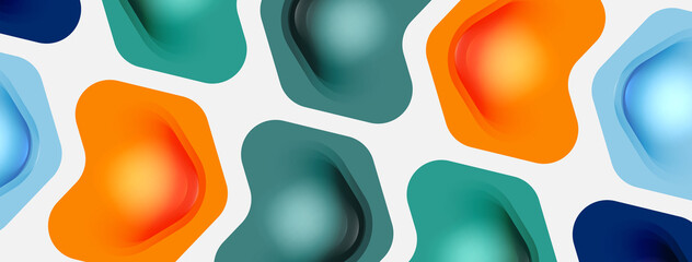 Color arrow shapes on white backdrop. Minimal geometric abstract background. Vector illustration for wallpaper banner background or landing page