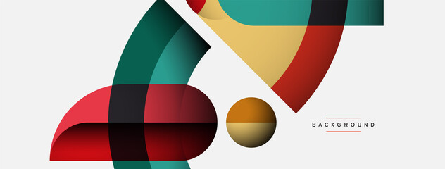Fototapeta premium Geometric abstract background. Round shapes, circles, lines composition for wallpaper banner background or landing page