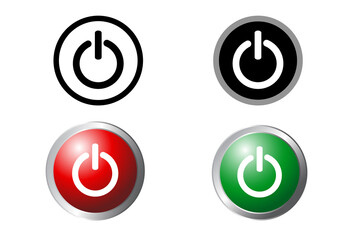 Power button. ON and OFF set icons. Vector black and flat icon, energy sing