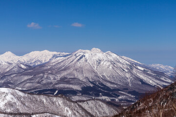飯縄山から雪の妙高戸隠連山を臨む