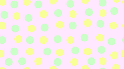 Seamless pattern of yellow and green pastel polka dot on pink background vector  illustration. 