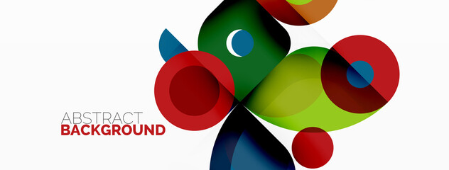 Colorful round shapes, circles and triangles background. Minimal geometric template for wallpaper, banner, presentation
