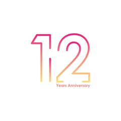 Fototapeta na wymiar 12 anniversary logotype with gradient colors for celebration purpose and special moment