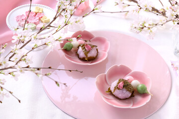 桜餅　お花見スィーツ　おうちでお花見