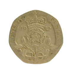 British Queen Elizabeth II 1982, 20 Penny Coin