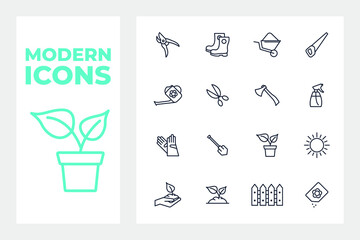 Flower and Gardening set icon symbol template for graphic and web design collection logo vector illustration
