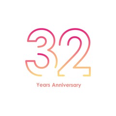 32 anniversary logotype with gradient colors for celebration purpose and special moment
