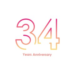 34 anniversary logotype with gradient colors for celebration purpose and special moment