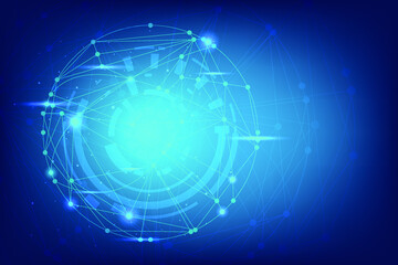 Global technology virtual design concept. Modern network background with science space concept. Data Structure and cloud with line and dot conncetion.