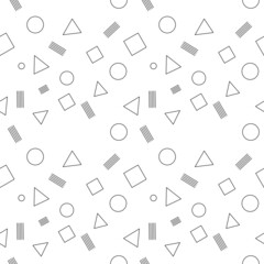 Seamless pattern with black and white. Form a rectangle, a triangle, a line, a circle, vector icon