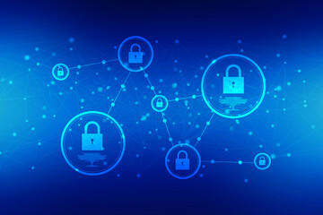 Fototapeta premium 2d illustration Safety concept: Closed Padlock on digital background 