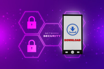 
3d illustration  downloading arrow with mobile
