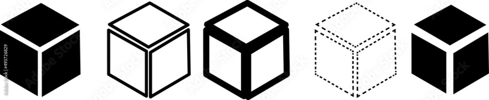 Poster cube vector icons. set of cube symbols on white background. vector illustration. various black cube 
