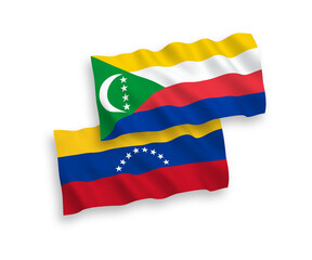 Flags of Venezuela and Union of the Comoros on a white background