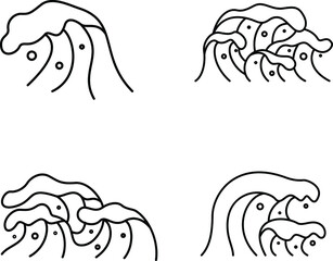 wave icon set simple, minimalist