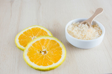 fragrant bath salts on the table 