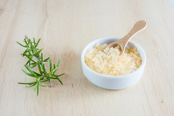 fragrant bath salts on the table 