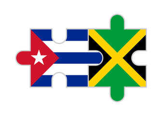 puzzle pieces of cuba and jamaica flags. vector illustration isolated on white background