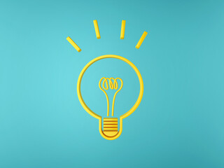 Idea light bulb with blue background.3d rendering