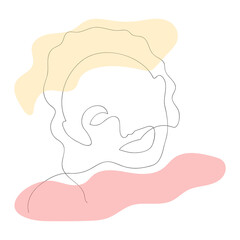 Beautiful lady. One line art portrait.