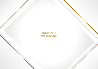 Abstract luxury white square shapes with gold lines