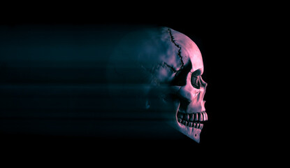 Artificial human skull. Spirit movement