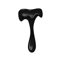 Black flowing slime. Viscous dripping liquid, oil, poison. Vector cartoon illustration