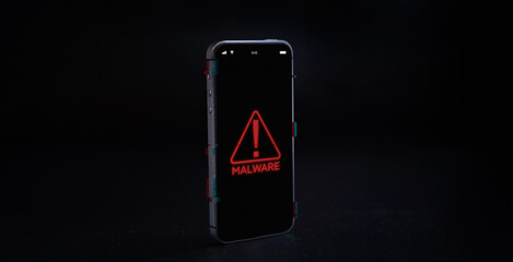 Cyber security hacker smartphone. Internet web hack technology. Digital mobile phone isolated on...
