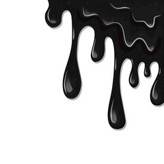 Black dripping slime background . Viscous liquid, oil. Vector cartoon illustration