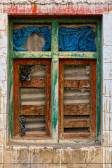 Old Broken window in kibber Village, Spiti Valley, Himachal Pradesh, India