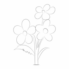 Beautiful Easy Flowers Coloring book For Preschool Children. Cute Educational Flowers Coloring Page For Kids