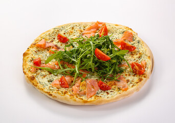 Italian Pizza with salmon and cheese