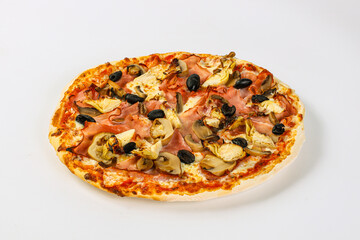 Pizza with artichoke and sausages