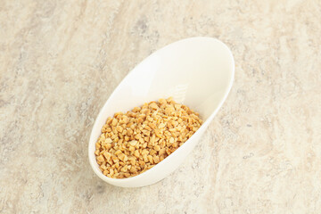 Crunched roasted peanut in the bowl