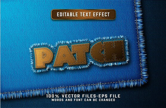 Patch 3d realistic text effect premium vectors