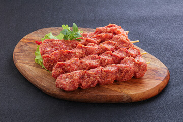 Raw beef kebab minced meat