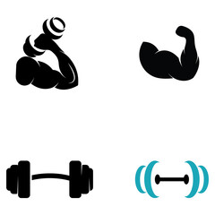 fitness gym and barbell silhouette logo.Design for fitness gym and barbell,using a vector illustration template design concept