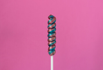 colorful lollipop isolated on pink background